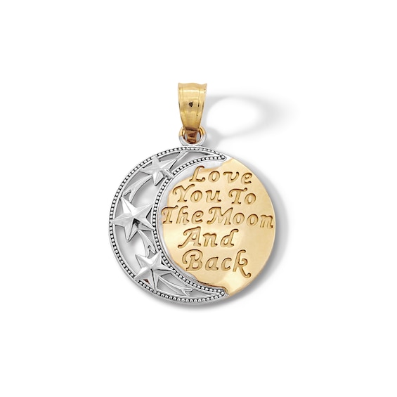 10K Solid Gold Love You to the Moon and Back Two-Tone Charm