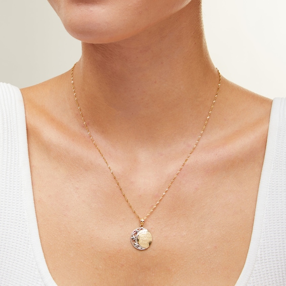 10K Solid Gold Love You to the Moon and Back Two-Tone Charm