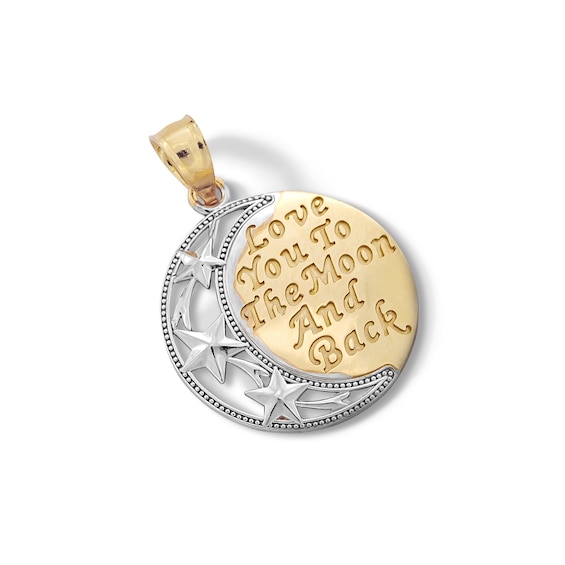10K Solid Gold Love You to the Moon and Back Two-Tone Charm