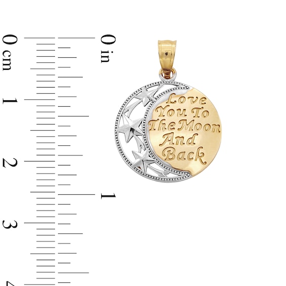 10K Solid Gold Love You to the Moon and Back Two-Tone Charm