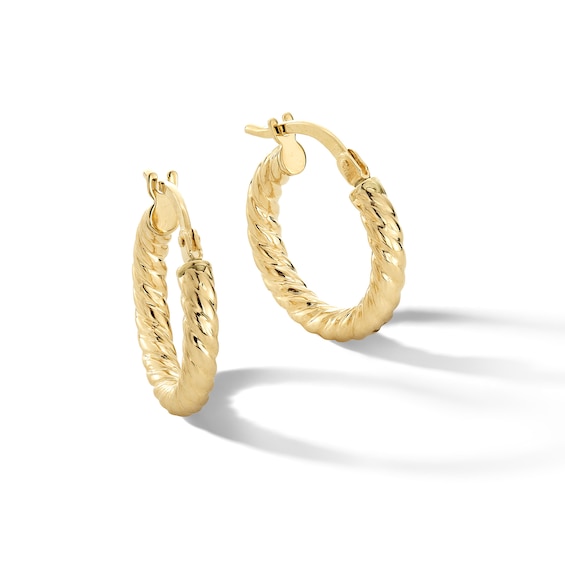 15.5mm Rope Twist Hoop Earrings in Hollow 14K Gold