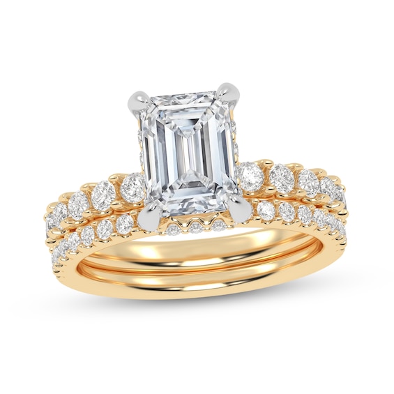 3 CT. T.w. Emerald-Cut Certified Lab-Grown Diamond Bridal Set in 14K Gold (I/Si2)