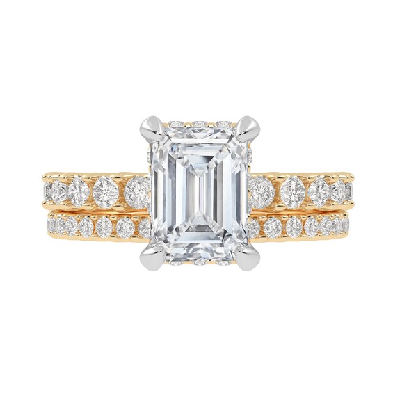 3 CT. T.w. Emerald-Cut Certified Lab-Grown Diamond Bridal Set in 14K Gold (I/Si2)
