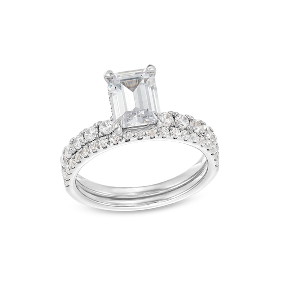 3 CT. T.w. Emerald-Cut Certified Lab-Grown Diamond Bridal Set in 14K White Gold (I/Si2)