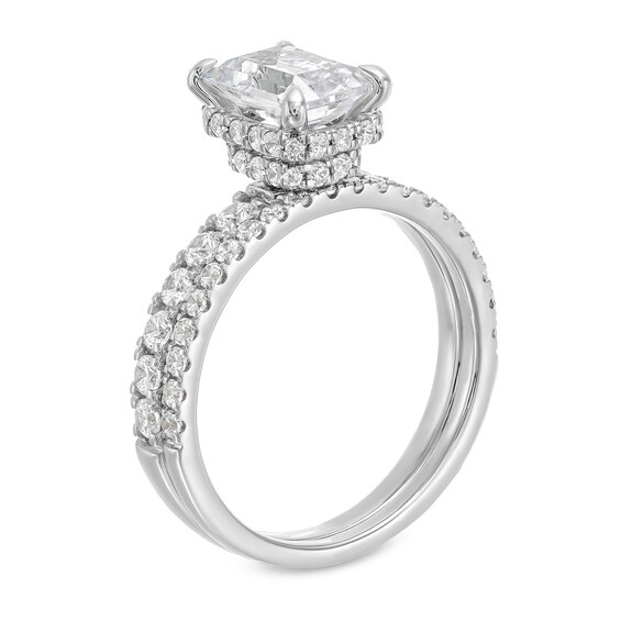 3 CT. T.w. Emerald-Cut Certified Lab-Grown Diamond Bridal Set in 14K White Gold (I/Si2)