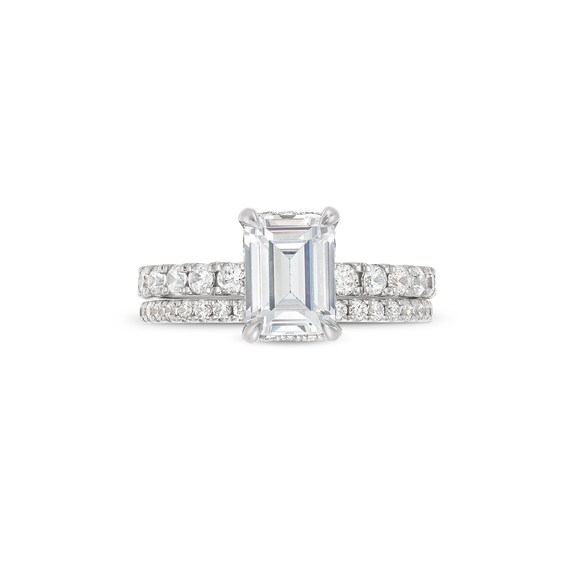 3 CT. T.w. Emerald-Cut Certified Lab-Grown Diamond Bridal Set in 14K White Gold (I/Si2)