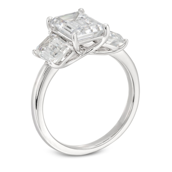 5 CT. T.w. Emerald-Cut Certified Lab-Grown Diamond Three Stone Engagement Ring in 14K White Gold (F/Vs2)