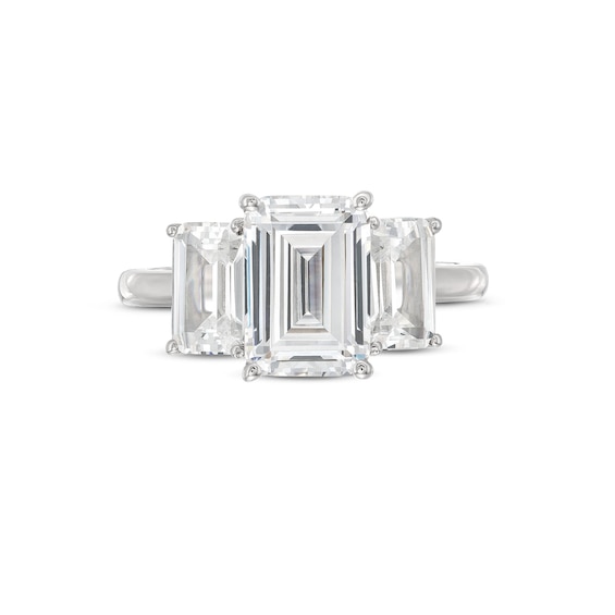 5 CT. T.w. Emerald-Cut Certified Lab-Grown Diamond Three Stone Engagement Ring in 14K White Gold (F/Vs2)