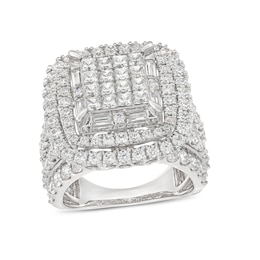 4 CT. T.W. Princess-Cut Multi-Diamond Triple Frame Multi-Row Engagement Ring in 10K White Gold