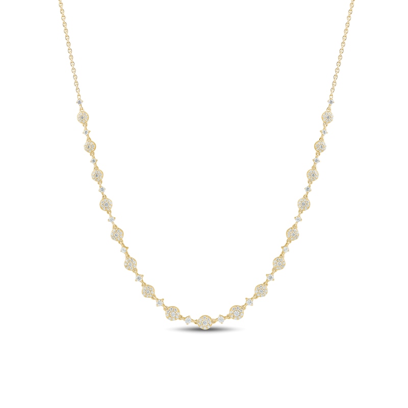 Main Image 1 of 1 CT. T.W. Multi-Diamond Alternating Necklace in 10K Gold - 17”