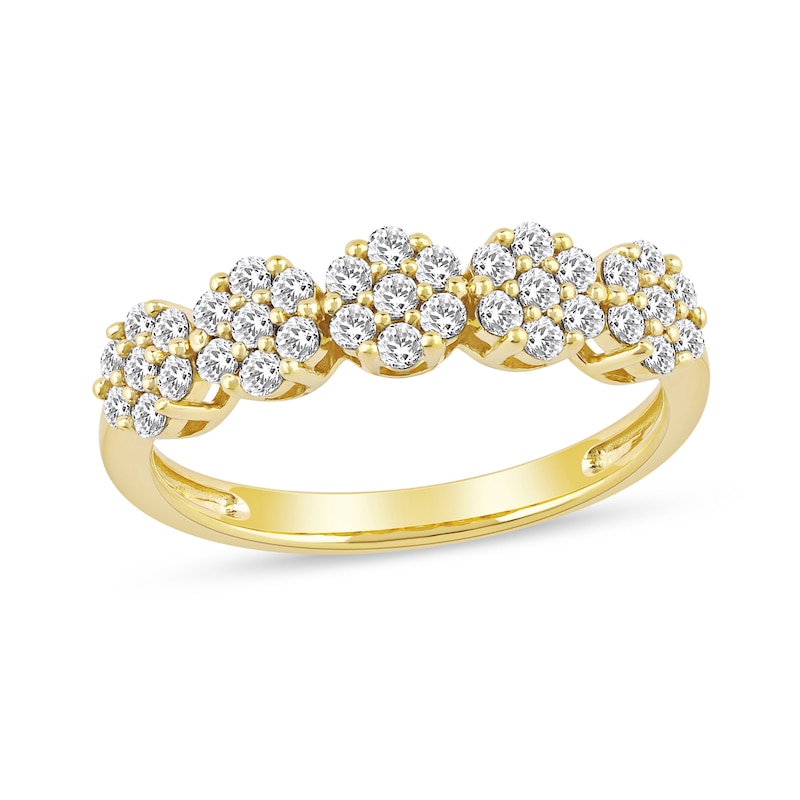 Main Image 1 of 1/2 CT. T.W. Multi-Diamond Five Flower Cluster Ring in 10K Gold