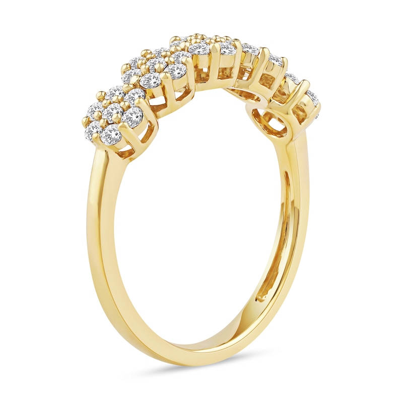 Main Image 2 of 1/2 CT. T.W. Multi-Diamond Five Flower Cluster Ring in 10K Gold
