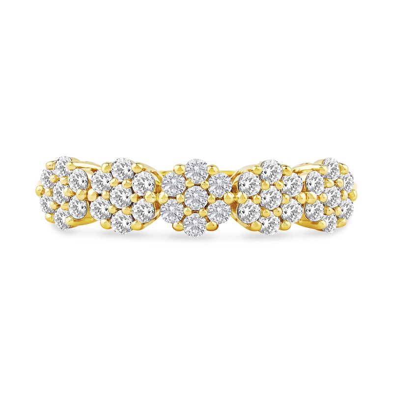 Main Image 3 of 1/2 CT. T.W. Multi-Diamond Five Flower Cluster Ring in 10K Gold