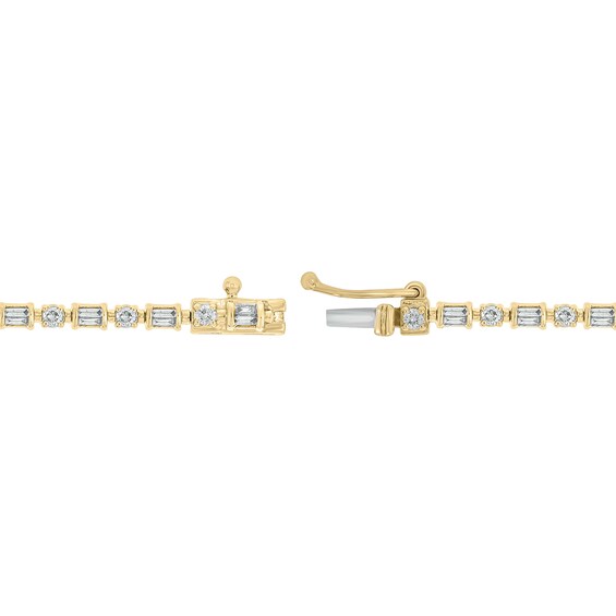 1 CT. T.w. Baguette and Round Diamond Alternating Line Bracelet in 10K Gold