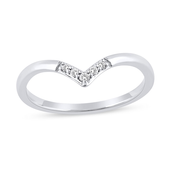 1/20 CT. T.w. Diamond Chevron Stackable Ring in 10K White Gold
