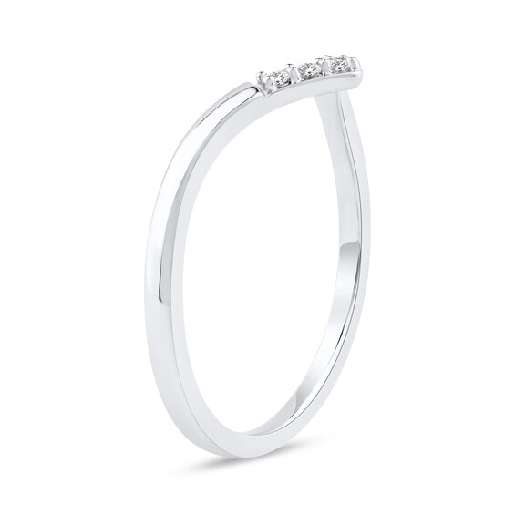 1/20 CT. T.w. Diamond Chevron Stackable Ring in 10K White Gold