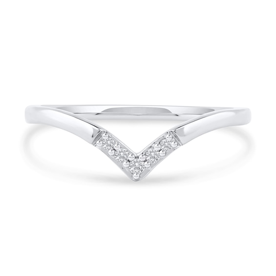 1/20 CT. T.w. Diamond Chevron Stackable Ring in 10K White Gold