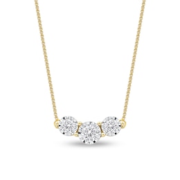 1/2 CT. T.W. Certified Lab-Grown Diamond Three Stone Necklace in 14K Gold (F/SI2)