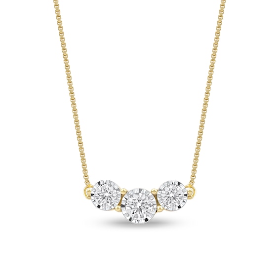 1/2 CT. T.w. Certified Lab-Grown Diamond Three Stone Necklace in 14K Gold (F/Si2)