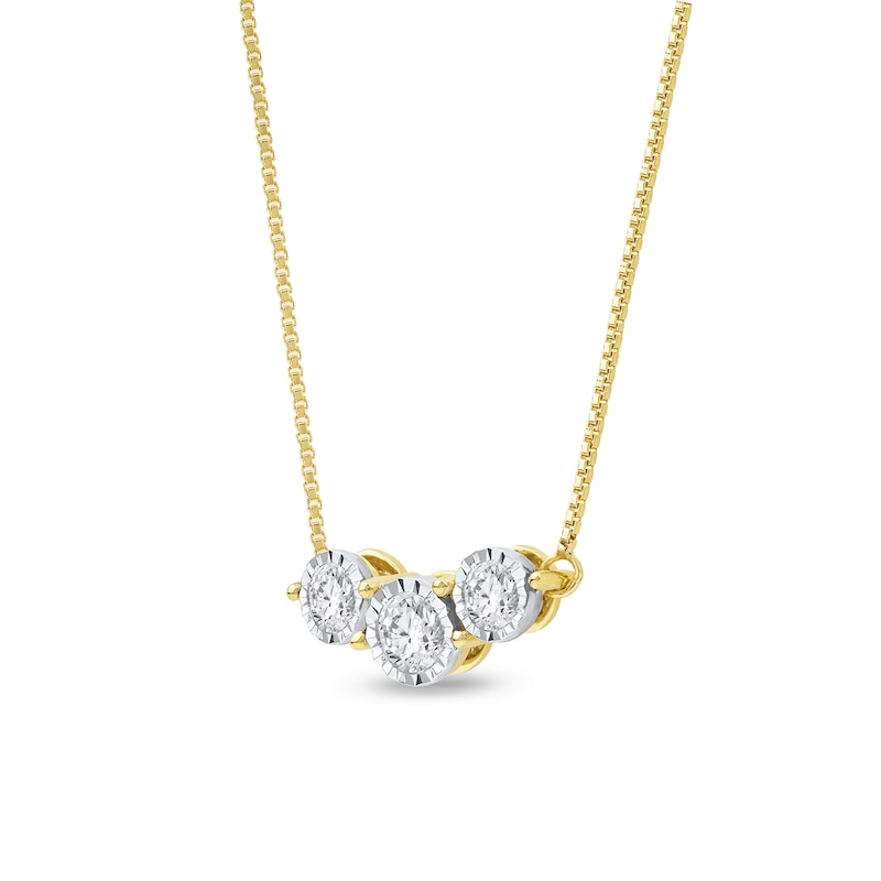 Main Image 2 of 1/2 CT. T.W. Certified Lab-Grown Diamond Three Stone Necklace in 14K Gold (F/SI2)