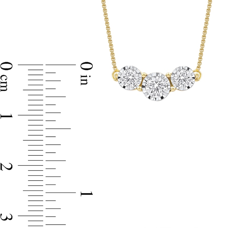 Main Image 4 of 1/2 CT. T.W. Certified Lab-Grown Diamond Three Stone Necklace in 14K Gold (F/SI2)