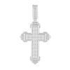 Thumbnail Image 1 of 3 CT. T.W. Emerald-Cut and Round Certified Lab-Grown Diamond Cross Necklace Charm in 14K White Gold (F/SI2)