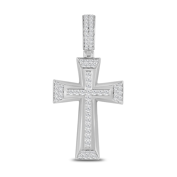 1-1/4 CT. T.w. Certified Lab-Grown Diamond Flared Cross Necklace Charm in 14K White Gold (F/Si2)