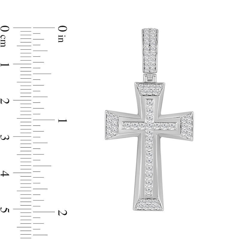 Main Image 2 of 1-1/4 CT. T.W. Certified Lab-Created Diamond Flared Cross Necklace Charm in 14K White Gold (F/SI2)