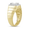 Thumbnail Image 2 of 2-1/2 CT. T.W. Emerald-Cut and Round Certified Lab-Grown Diamond Frame Ribbed Shank Ring in 14K Gold (F/SI2)