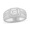 Thumbnail Image 1 of 2-1/2 CT. T.W. Emerald-Cut and Round Certified Lab-Grown Diamond Frame Ring in 14K White Gold (F/SI2)