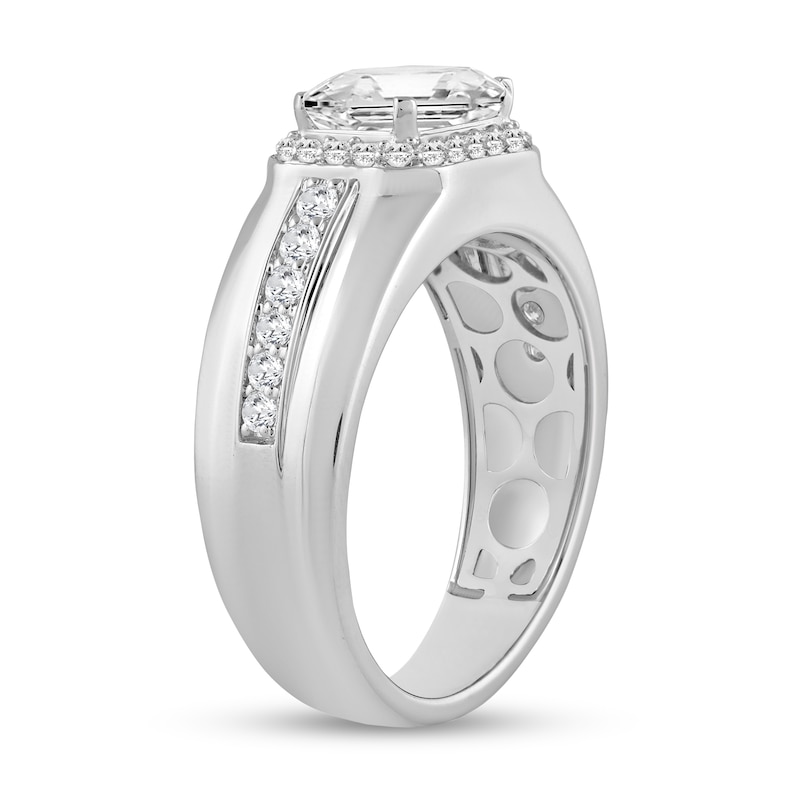 Main Image 2 of 2-1/2 CT. T.W. Emerald-Cut and Round Certified Lab-Grown Diamond Frame Ring in 14K White Gold (F/SI2)