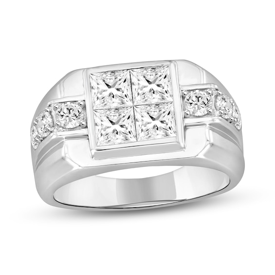 2-3/4 CT. T.w. Quad Square-Cut Certified Lab-Grown Diamond Ring in 14K White Gold (F/Si2)