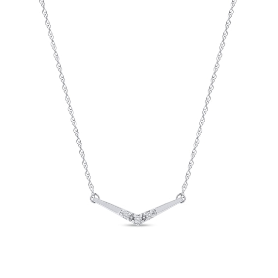 Diamond Accent Chevron Necklace in 10K White Gold