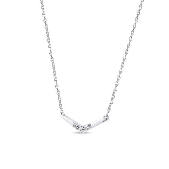 Diamond Accent Chevron Necklace in 10K White Gold