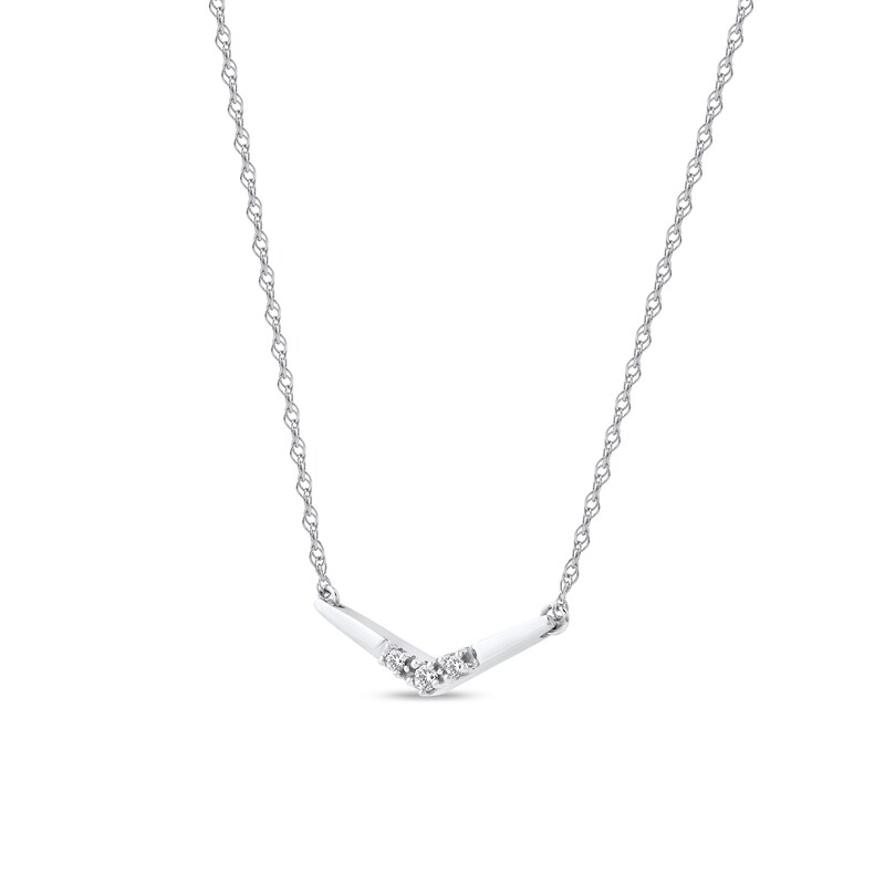 Main Image 2 of Diamond Accent Chevron Necklace in 10K White Gold