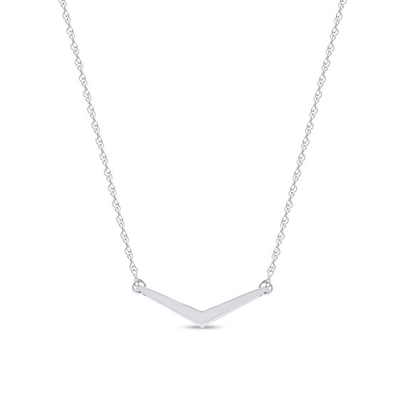 Diamond Accent Chevron Necklace in 10K White Gold