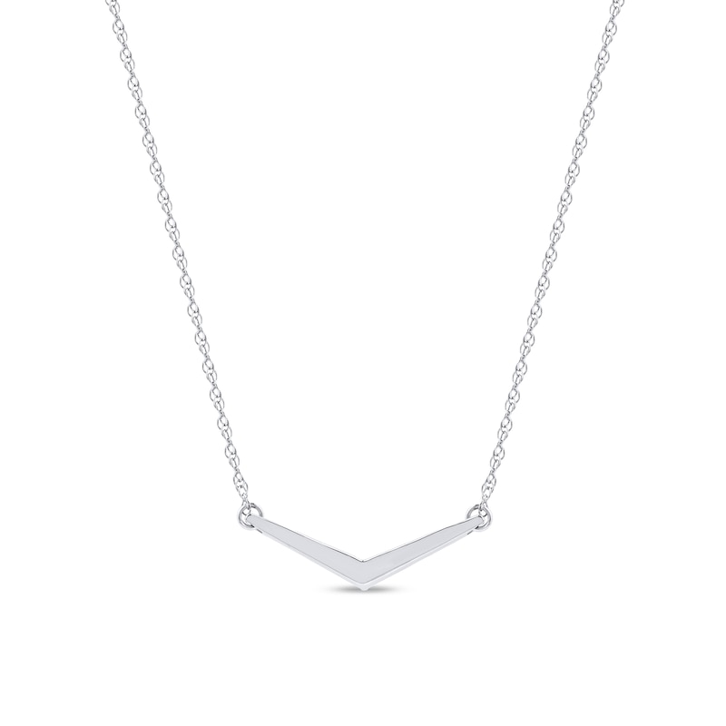 Main Image 3 of Diamond Accent Chevron Necklace in 10K White Gold