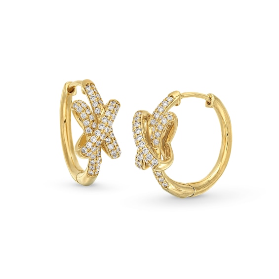 1/2 CT. T.w. Certified Lab-Grown Diamond Double Row Knot Hoop Earrings in 10K Gold (F/Si2)