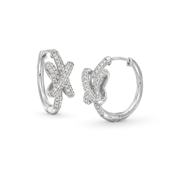 1/2 CT. T.w. Certified Lab-Grown Diamond Double Row Knot Hoop Earrings in 10K Gold (F/Si2