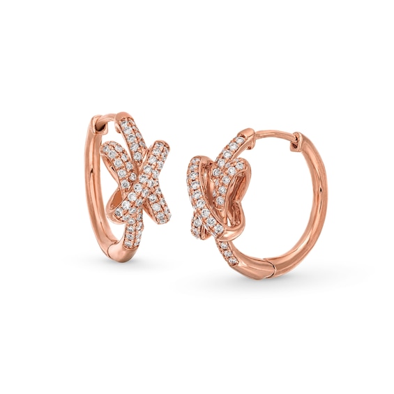 1/2 CT. T.w. Certified Lab-Grown Diamond Double Row Knot Hoop Earrings in 10K Rose Gold (F/Si2)