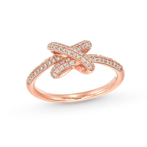 1/3 CT. T.w. Certified Lab-Grown Diamond Double Row Knot Ring in 10K Rose Gold (F/Si2)
