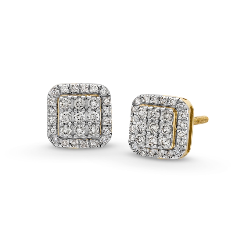 Main Image 1 of 1/4 CT. T.W. Cushion-Shaped Multi-Diamond Octagon Frame Stud Earrings in 10K Gold