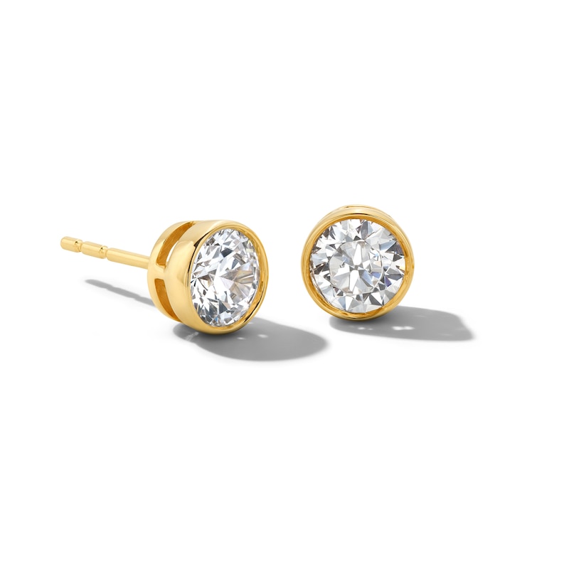 Main Image 1 of 1 CT. T.W. Certified Lab-Grown Diamond Bezel-Set Solitaire Stud Earrings in 14K Gold (F/SI2)