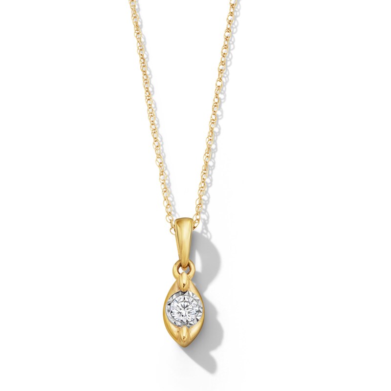 Main Image 1 of 1/10 CT. Diamond Solitaire Marquise Frame Drop Pendant in 10K Gold