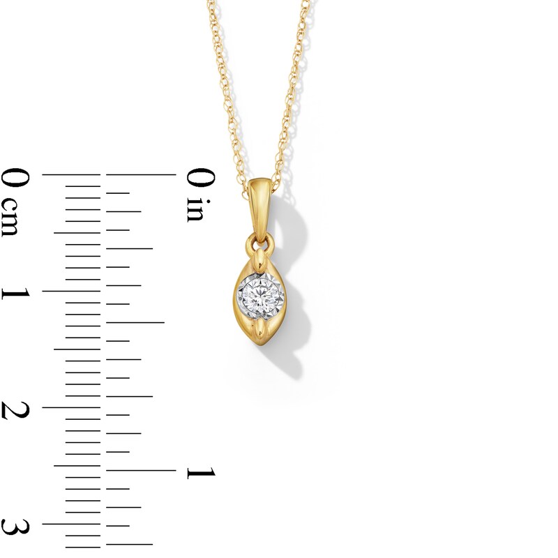 Main Image 3 of 1/10 CT. Diamond Solitaire Marquise Frame Drop Pendant in 10K Gold