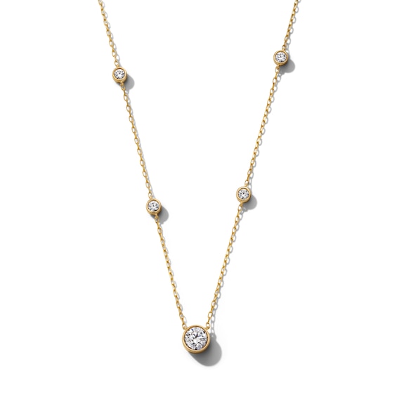 3/4 CT. T.w. Certified Lab-Grown Diamond Bezel-Set Station Necklace in 14K Gold (F/Si2) - 19"
