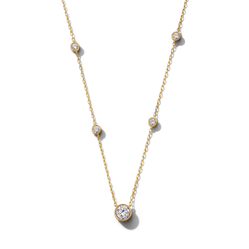 Main Image 1 of 3/4 CT. T.W. Certified Lab-Grown Diamond Bezel-Set Station Necklace in 14K Gold (F/SI2) - 19"