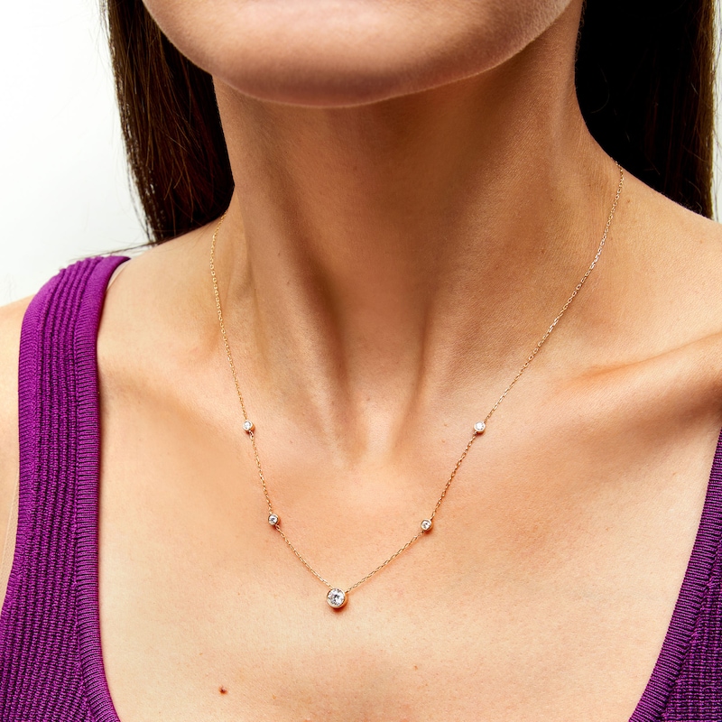 Main Image 2 of 3/4 CT. T.W. Certified Lab-Grown Diamond Bezel-Set Station Necklace in 14K Gold (F/SI2) - 19"