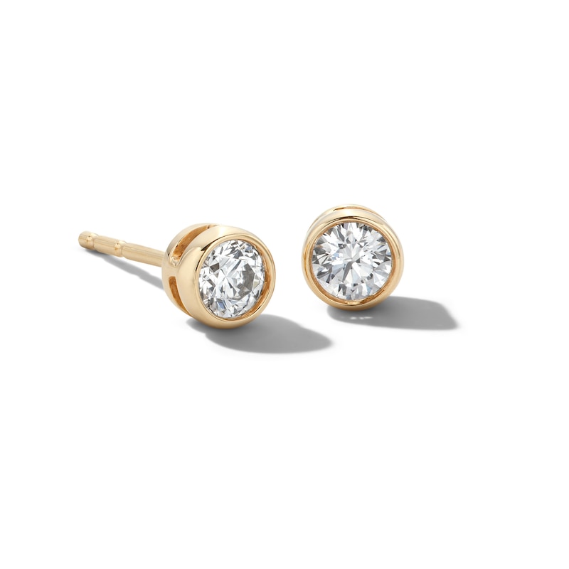 Main Image 1 of 1/3 CT. T.W. Certified Lab-Grown Diamond Bezel-Set Solitaire Stud Earrings in 14K Gold (F/SI2)