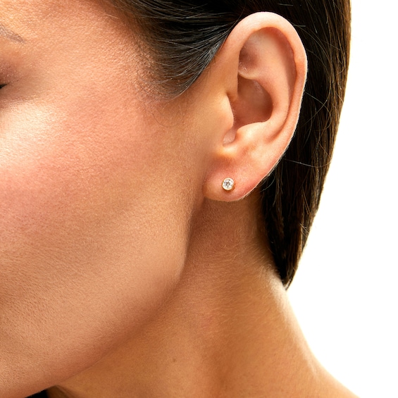 1/3 CT. T.w. Certified Lab-Grown Diamond Bezel-Set Solitaire Stud Earrings in 14K Gold (F/Si2)